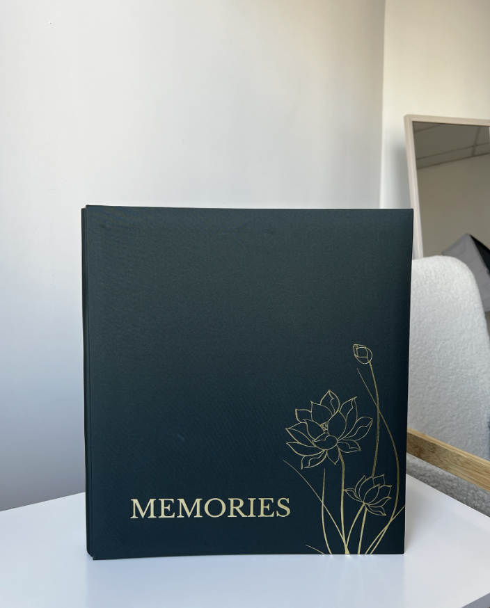 Фотоальбом на 500 фото «Memories» зелений з квіткою